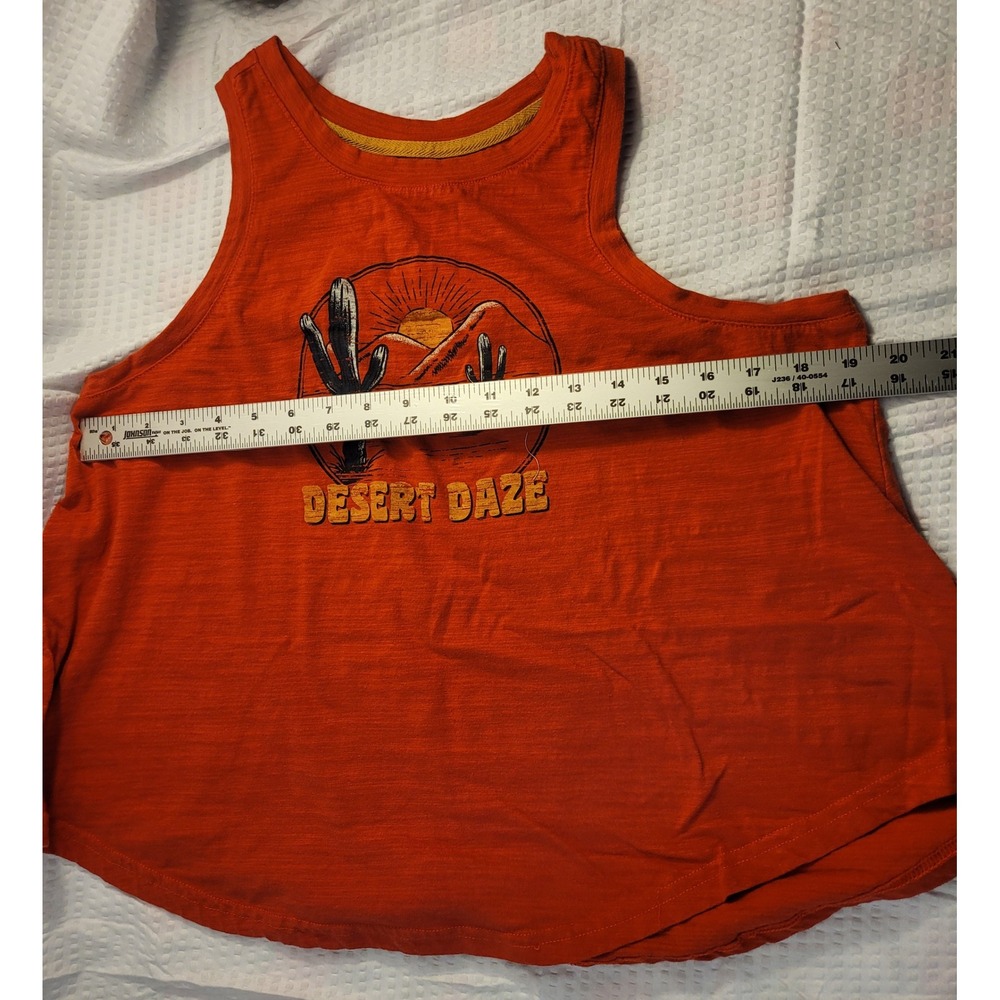 Desert Daze Graphic Tank Top Burnt Orange Cactus Sunset Sleeveless Shirt Womens